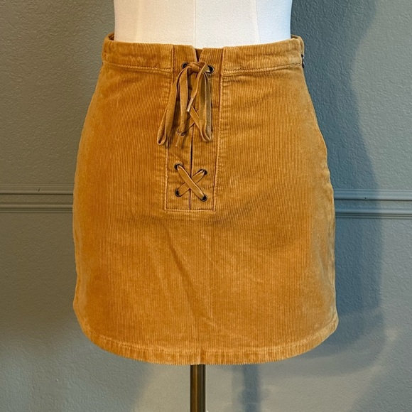 SO Dresses & Skirts - NWOT Corduroy Lace-Up Yellow Skirt